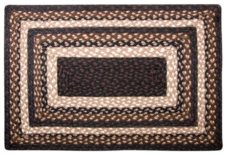 Earth Rugs RC-313 Mocha / Frappuccino Rectangle Braided Rug 2 Feet x 8 Feet