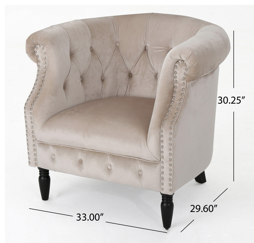 GDF Studio Aries New Velvet Tub Style Club Chair, Champagne