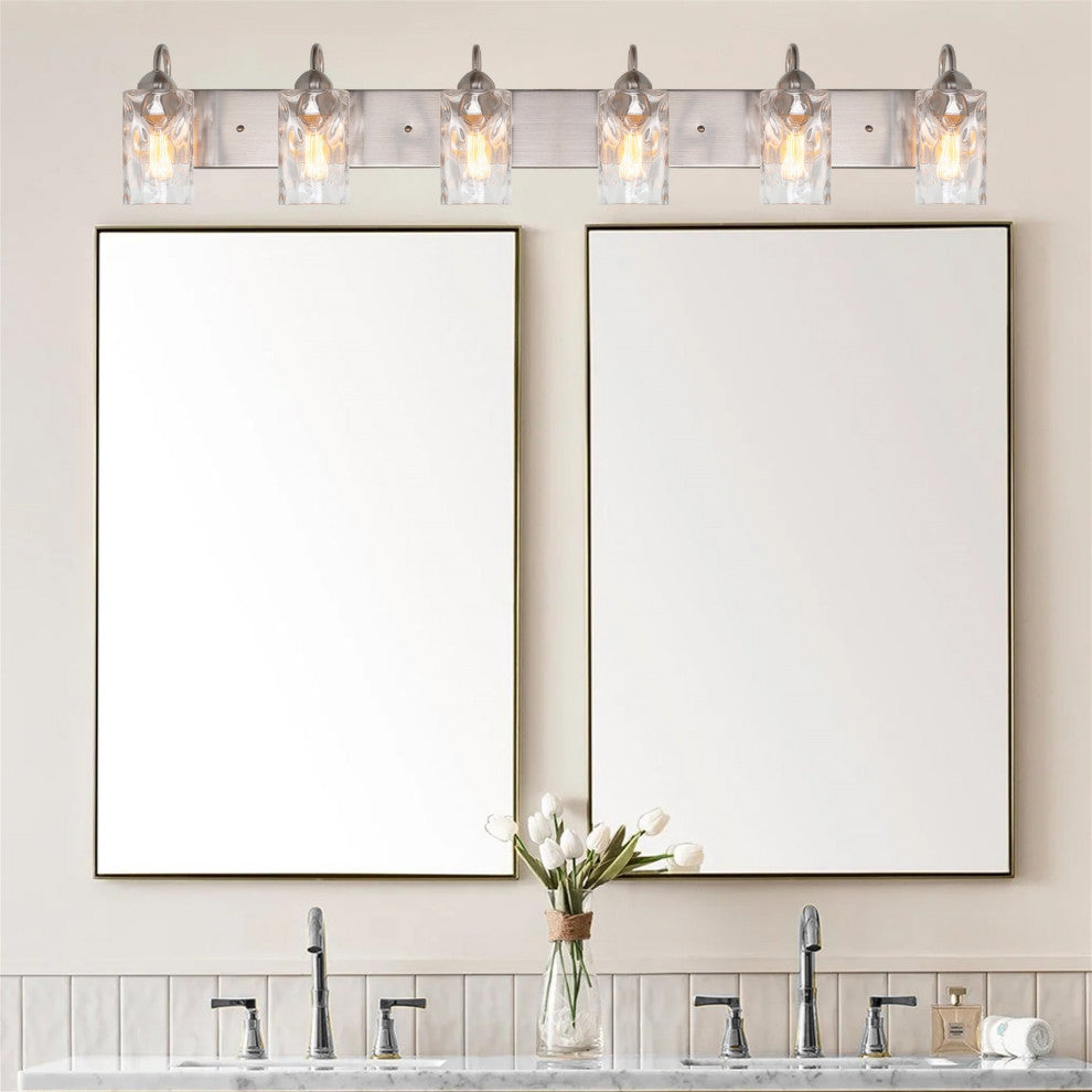 Kira Home Armada II 48" Over Mirror / Bathroom Light, Hammered Glass Shades