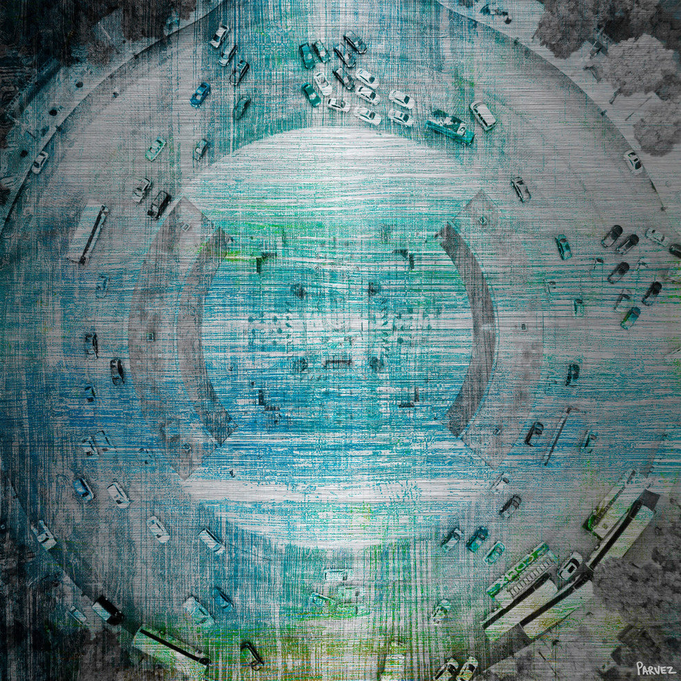 "Wrong Way Circle" Painting Print on Brushed Aluminum, 32"x32"