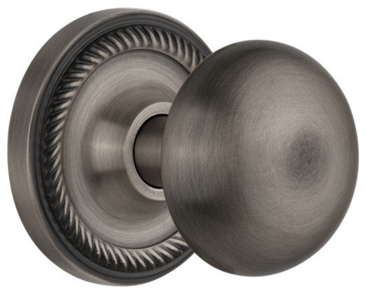 Rope Rosette Passage New York Door Knob, Antique Pewter