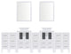 Modern Vanity Set With Two Sink Bases With Mirrors and Five Drawer Bases, White,