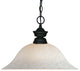 Shark 1 Light Pendant, Matte Black With White Mottle Glass