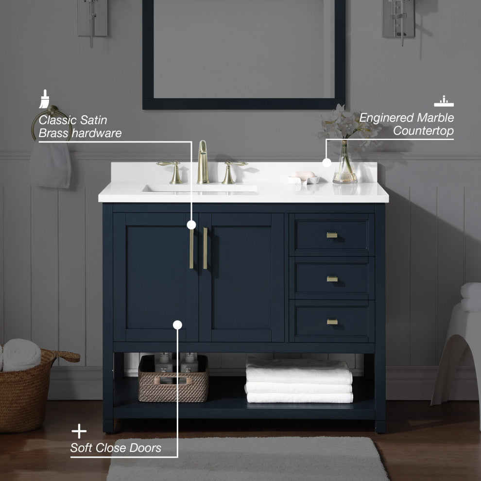 OVE Decors Stanley 42" Vanity, Midnight Blue With Power Bar