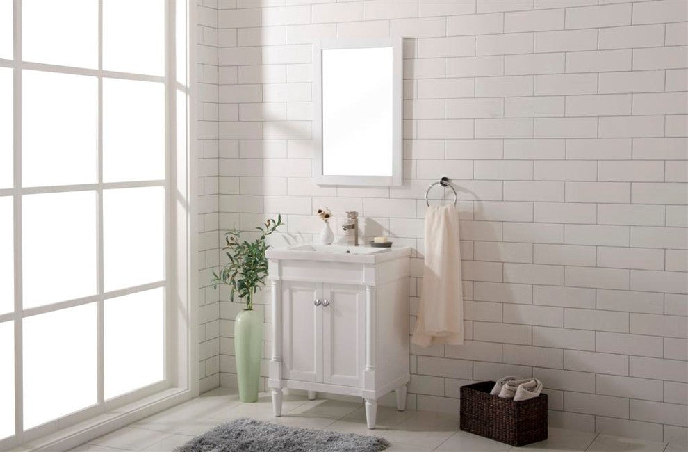 Legion Furniture Evarly Single-Sink Vanity, White, 24"
