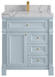 Paris 30" Single Sink Bathroom Vanity, Blue Heather 2" Venatino Quartz