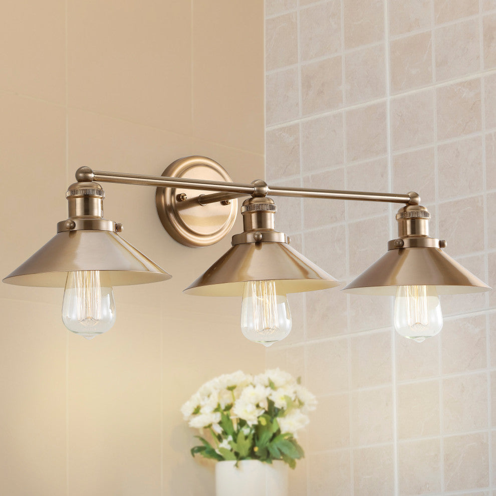 June Metal Shade Sconce, Brass Gold, 3-Light