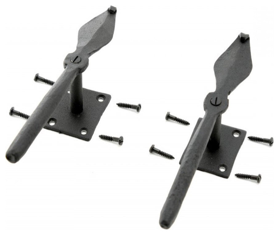 Black Shutter Dog Holders 7" L Wrought Iron Rust Resistant Wood Mount Pack of 6