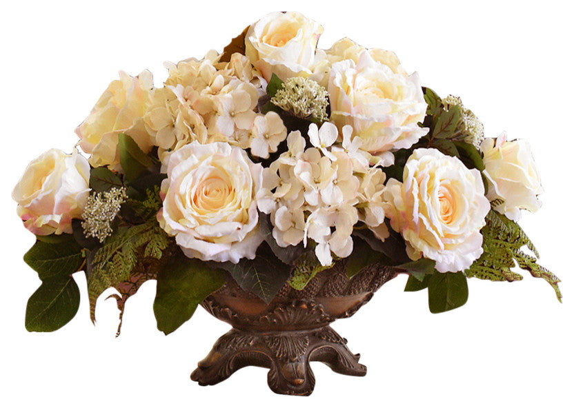 Roses and Silk Floral Arrangement in Vase