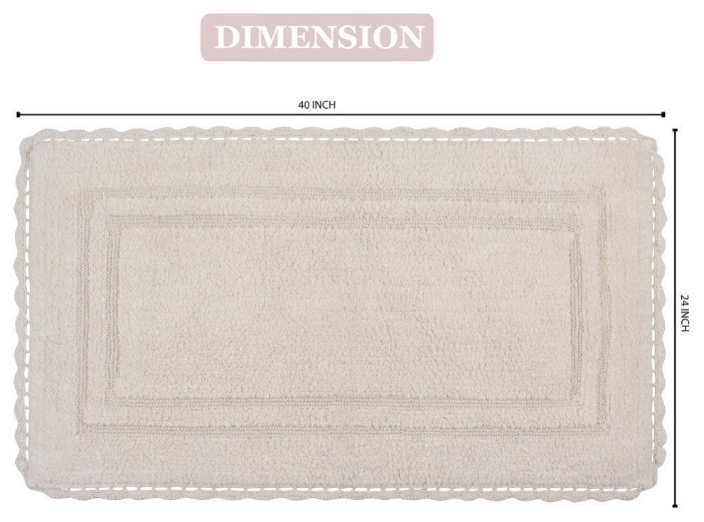 Casual Elegance Reversible Bath Rugs Set, 24x40 Rectangle, Ivory