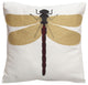 Dragonfly Embroidered Farmhouse Throw Pillow, Insert Included, 18"x18"