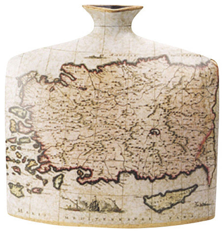 Porcelain Nautical Map Vase
