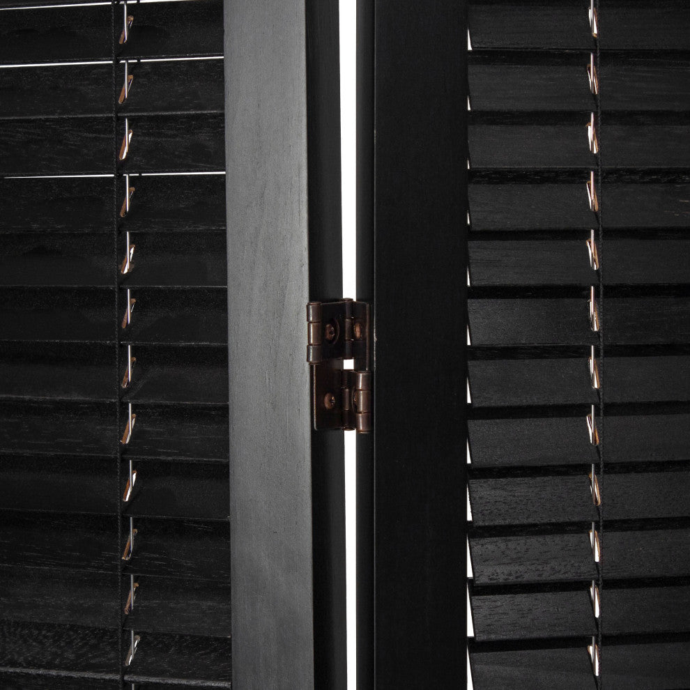 6' Tall Adjustable Shutter Room, Black, 4 Panel