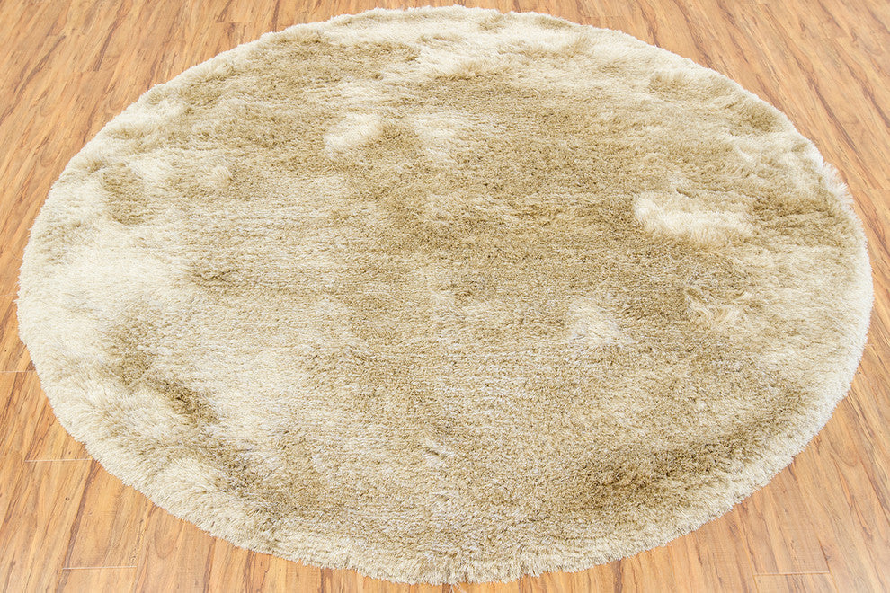 Naya Contemporary Area Rug, Beige, 7'9" Round