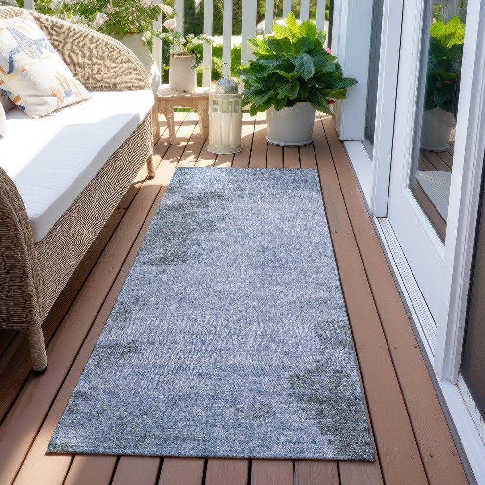 Machine Washable Indoor/Outdoor Chantille ACN1902 Blue 2'3" x 7'6" Runner Rug