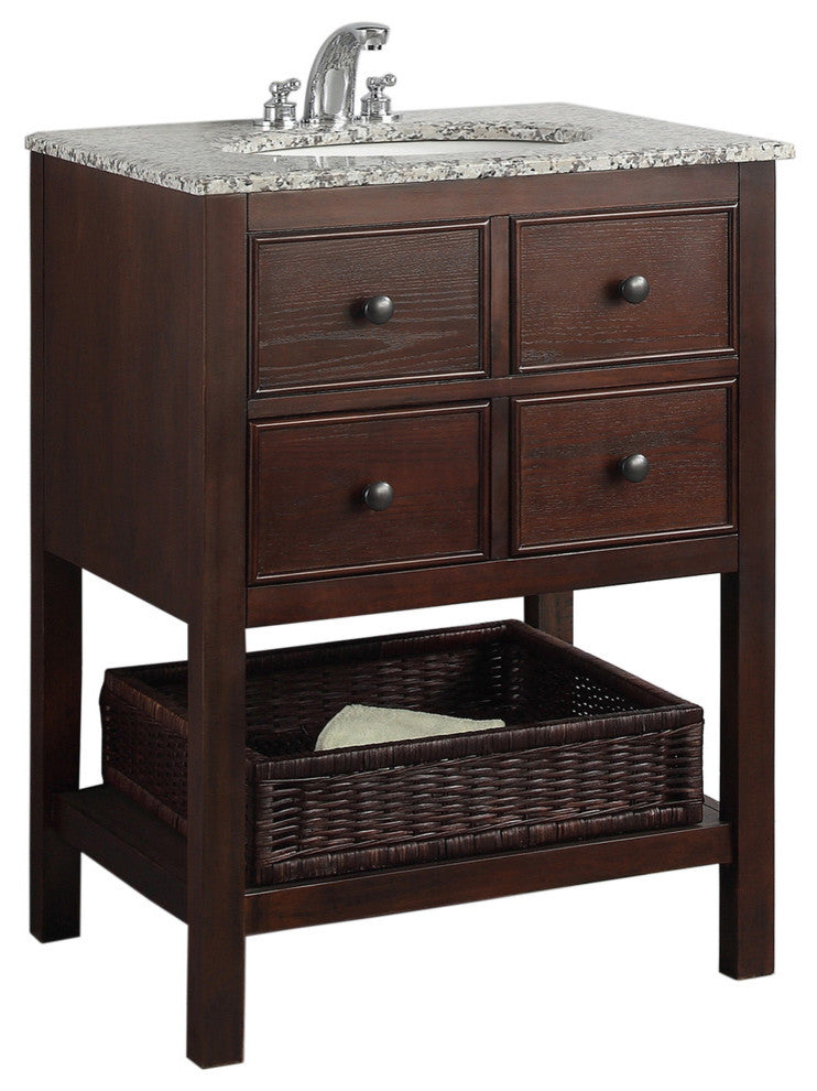 Burnaby 24" Bath Vanity with Dappled Grey Granite Top