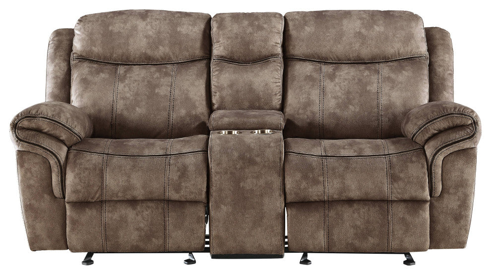 ACME Zubaida Loveseat with USB Dock and Console, 2-Tone Chocolate Velvet