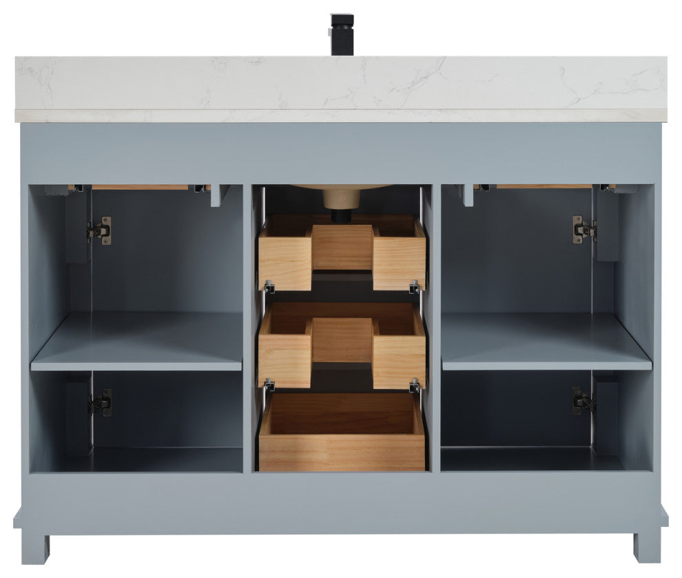 Legion Furniture WS2512 Series Bathroom Sink Vanity, Cadet, 48", Artificial Stone Top, Single Sink