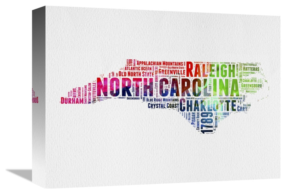 "North Carolina Watercolor Word Cloud" Fine Art Print