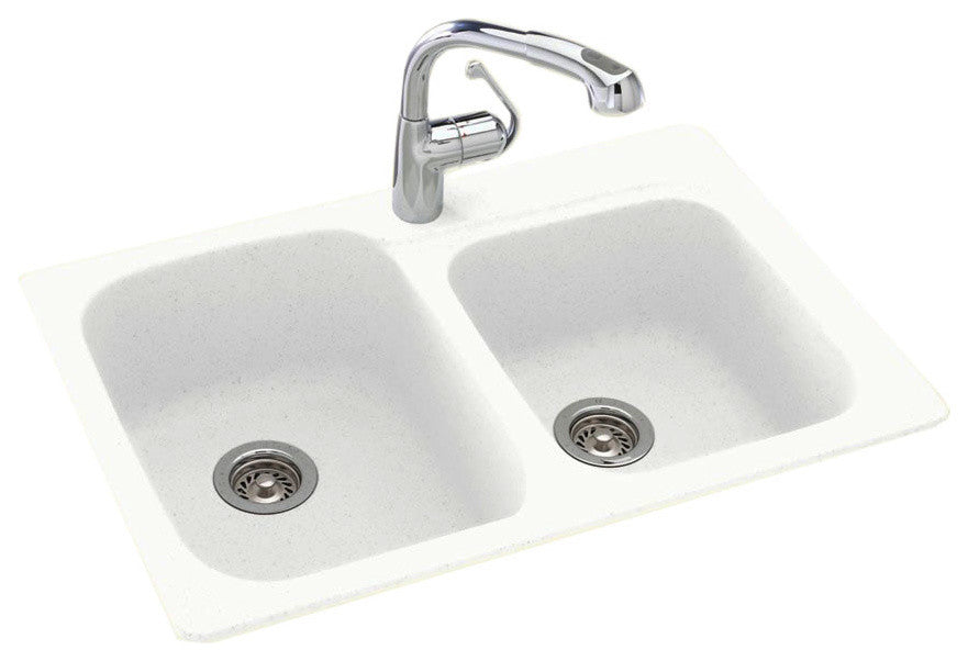 Swan 33x22x9 Solid Surface Kitchen Sink, 1-Hole, White