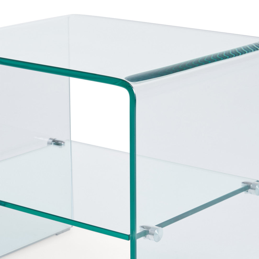 Altura Modern Glam Tempered Glass End Tables, Set of 2, Clear