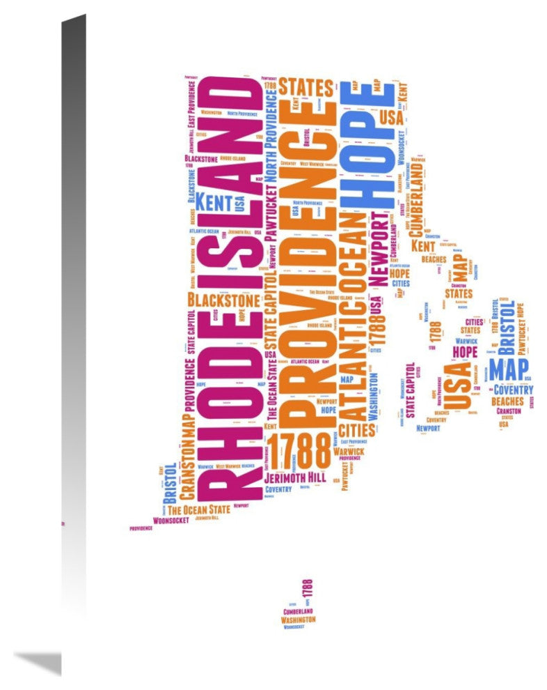 "Rhode Island Word Cloud Map" Fine Art Print