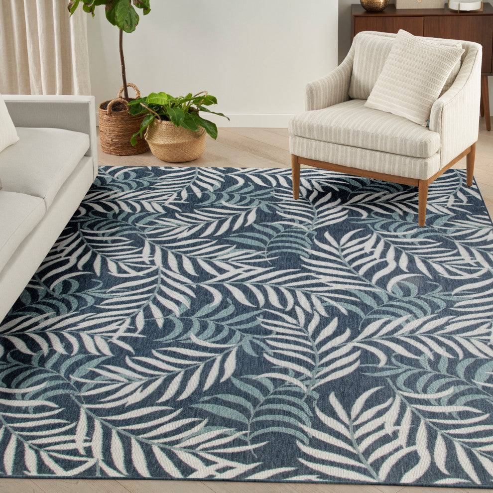 Nourison Garden Oasis 10' x 14' Navy Tropical Rug