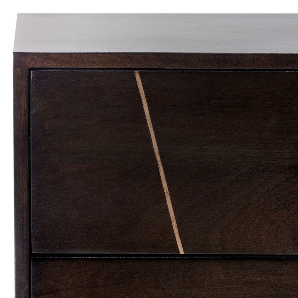 Safavieh Couture Marigold 6 Drawer Dresser, Black/Gold