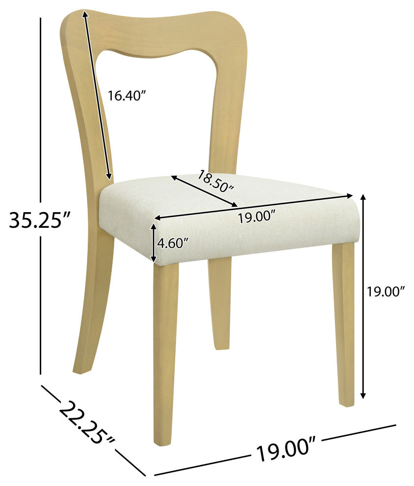 GDF Studio Modern Open Back Dining Chair, Set of 2, Light Ash/Beige