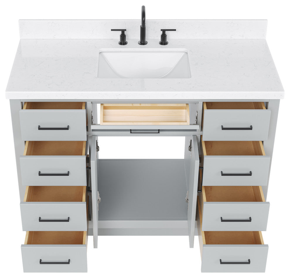 Ariel Hepburn 48" Single Rectangle Sink Vanity, Carrara Quartz