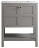 30" Single Vanity in Grey with Carrara White Marble Countertop Without Mirror