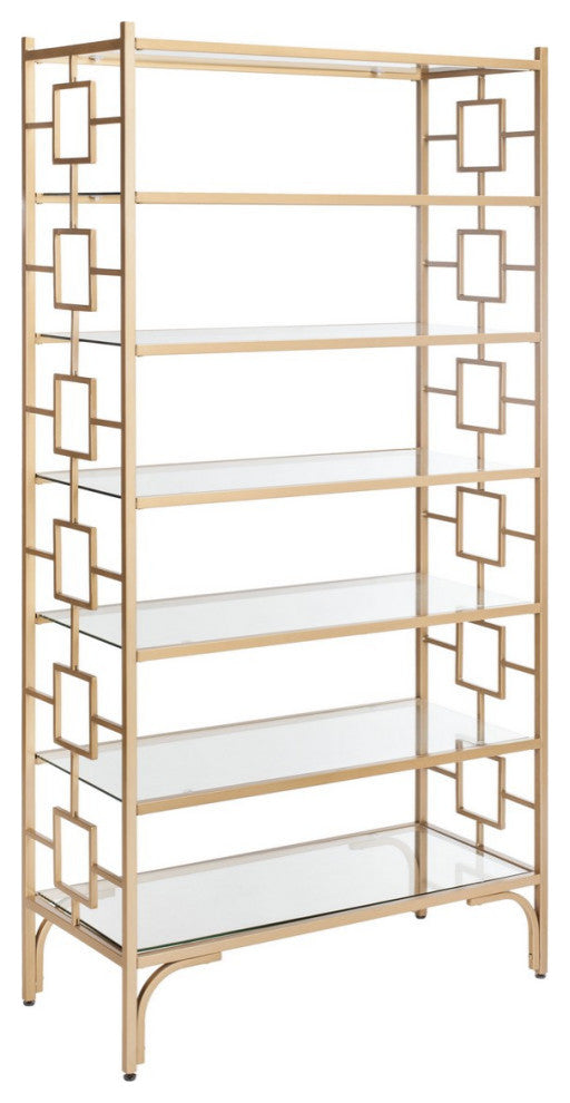 Ellis 7 Tier Etagere/ Bookcase Gold/ Clear