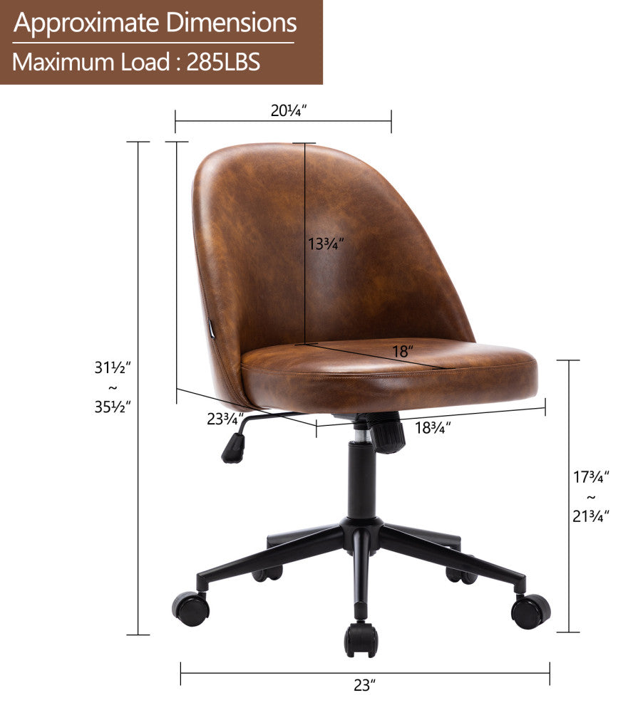 Chic Minimalist Desk Chair, Yellowish Brown-Pu Leather