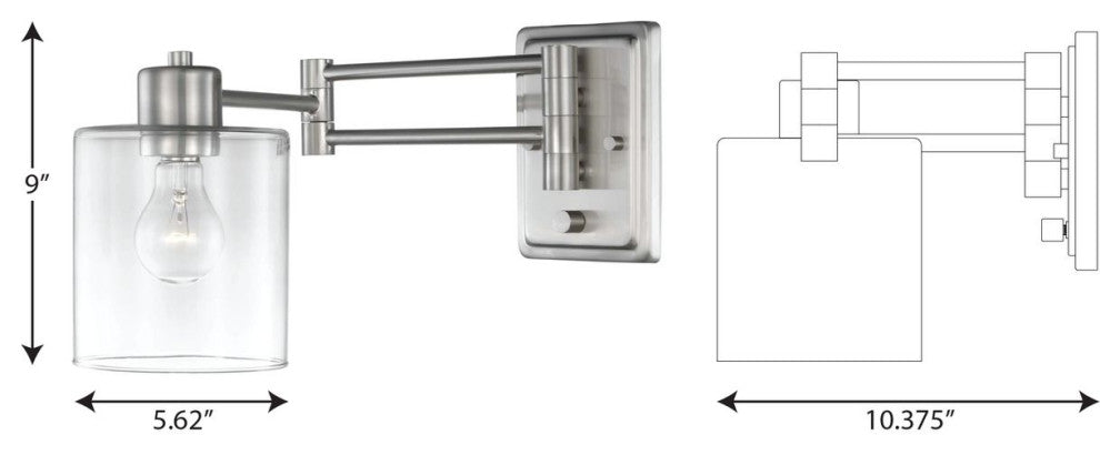 Milner Collection Brushed Nickel Swing Arm Wall Light
