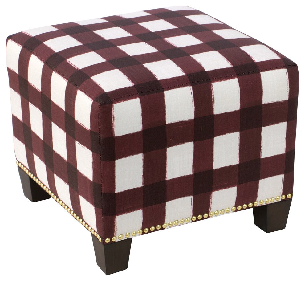 Quinn Square Nail Button Ottoman, Buffalo Square