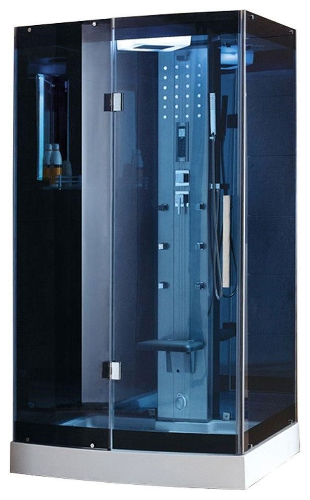 47" Corner Steam Shower-Blue Glass