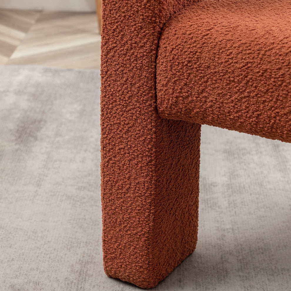 28" Wide Boucle Upholstered Square Armchair, Caramel