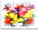 "Textured Flowers in Multiple Hues" Metal Wall Art, 3 Panels, 36"x28"