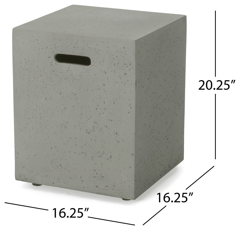 Hearth Outdoor Lightweight Concrete Tank Holder Side Table, Light Gray