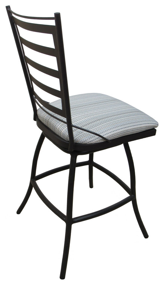 Outdoor Patio Stool Jenna Without Arms, Natural Fun on Dark Nut, 30", Without Arms
