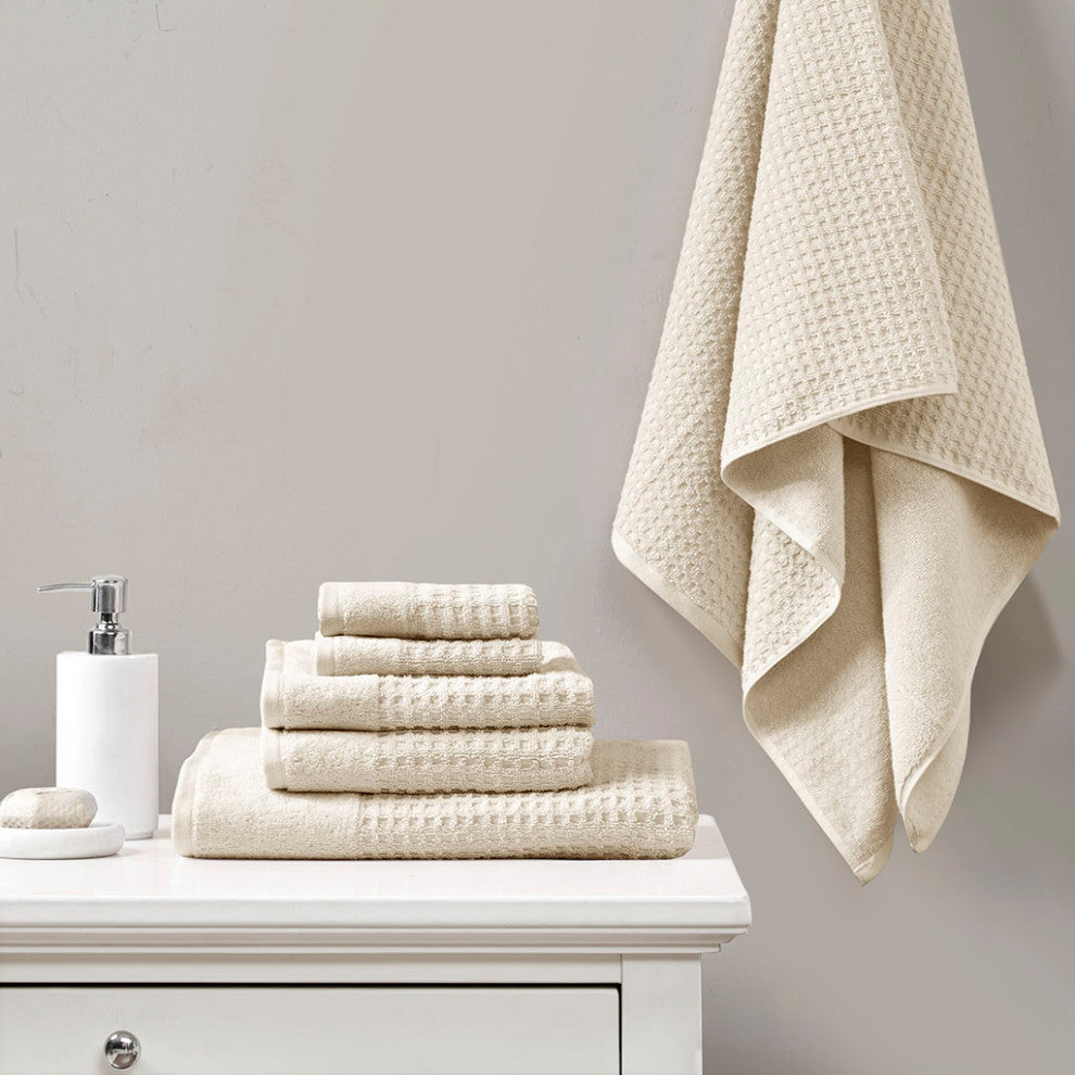 Madison Park Spa Waffle Cotton Waffle Antimicrobial Bath Towel 6 Piece Set