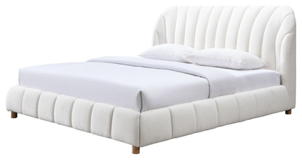 Safavieh Couture Tillie Channel Tufted Bed, Ivory/Natural, Queen