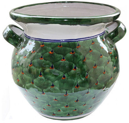 Huge Peacock Talavera Ceramic Pot
