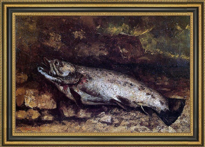 Gustave Courbet The Trout Framed Premium Canvas Print, 16"x24"
