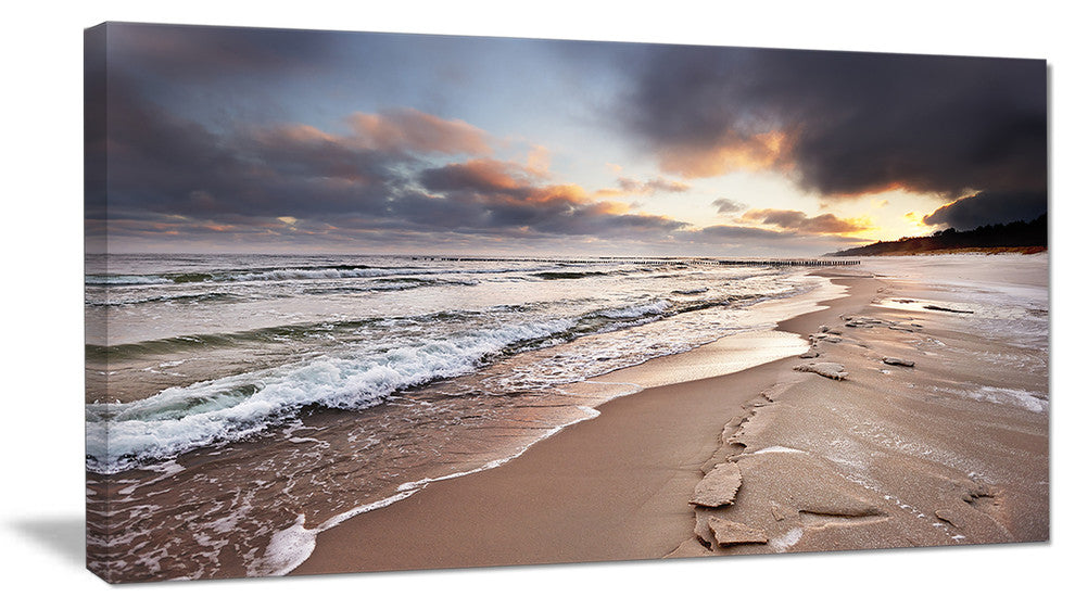"Shore of Baltic Sea During Winter" Seashore Canvas Wall Art, 1 Panel, 60"x28"