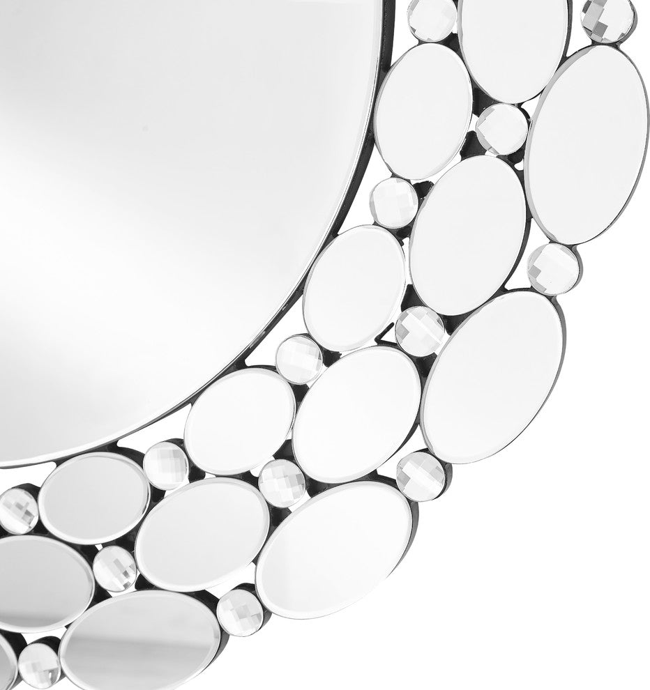 Sparkle 35" Contemporary Round Mirror, Clear