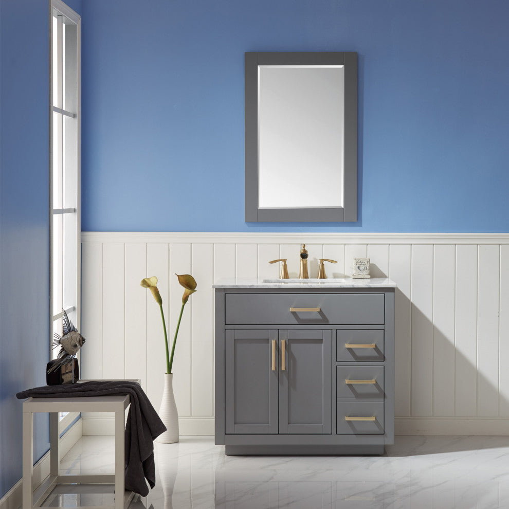 Ivy Gray Bathroom Vanity Set, 36", With Mirror