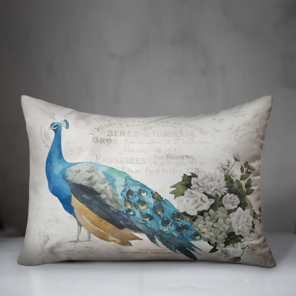 French Peacock 4 14x20 Spun Poly Pillow