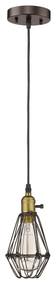 CHARLES Industrial-style 1 Light Rubbed Bronze Ceiling Mini Pendant 8inches Shad