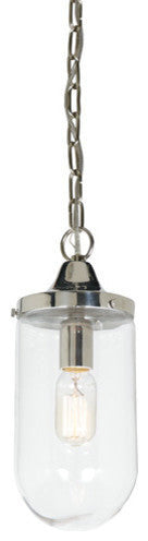 One Light Hanging Boston Pendant, Polished Nickel